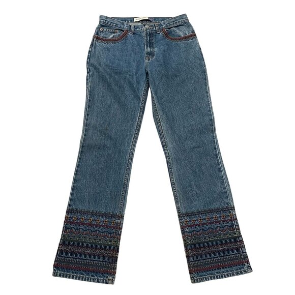 Vintage Gap Denim Embroidered Boot Cut Jeans Women's Size 10 Blue Western 90s - Picture 1 of 11